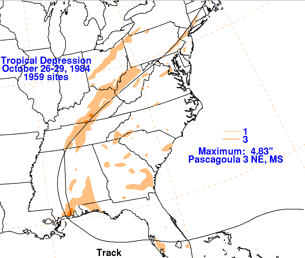 Tropical Depression (October 1984) Rainfall