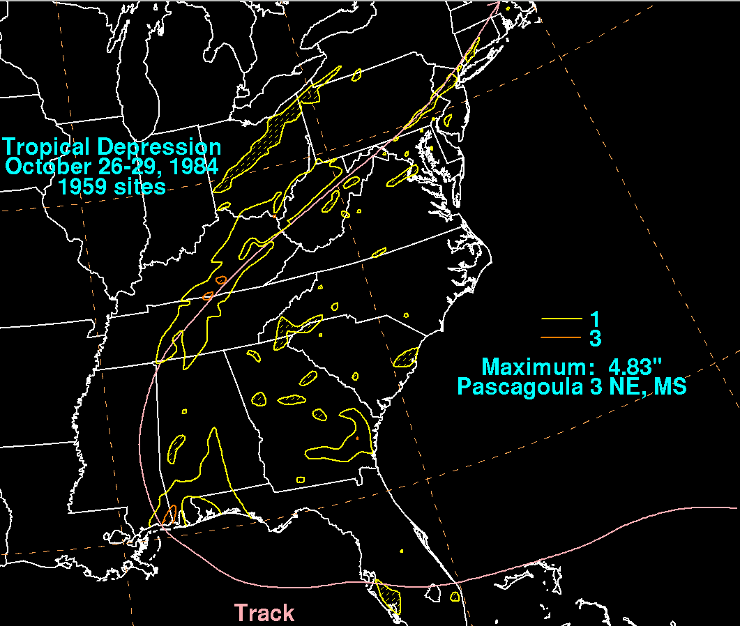 Tropical Depression (October 1984) Rainfall