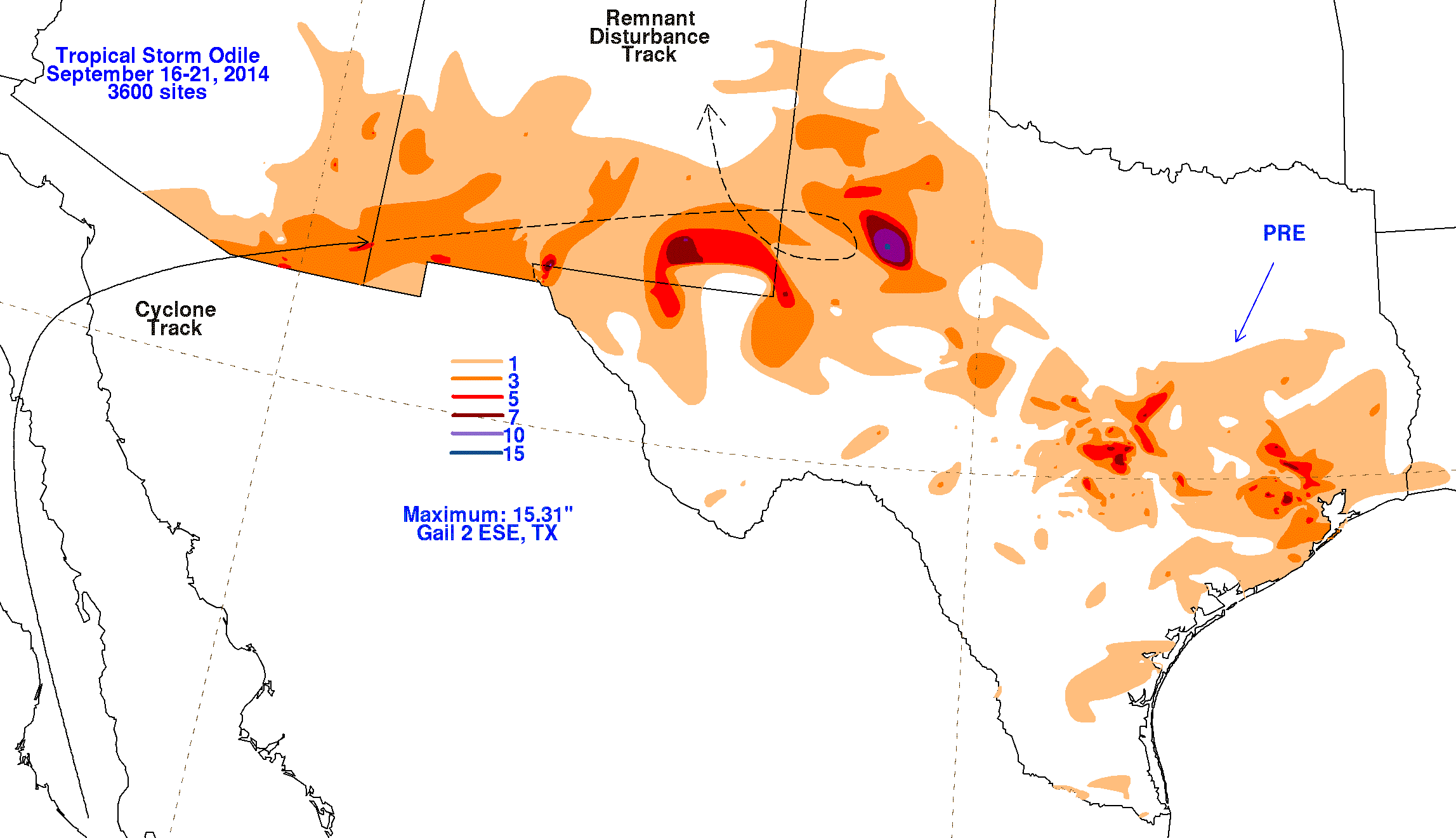 Tropical Storm Odile (2014) Rainfall