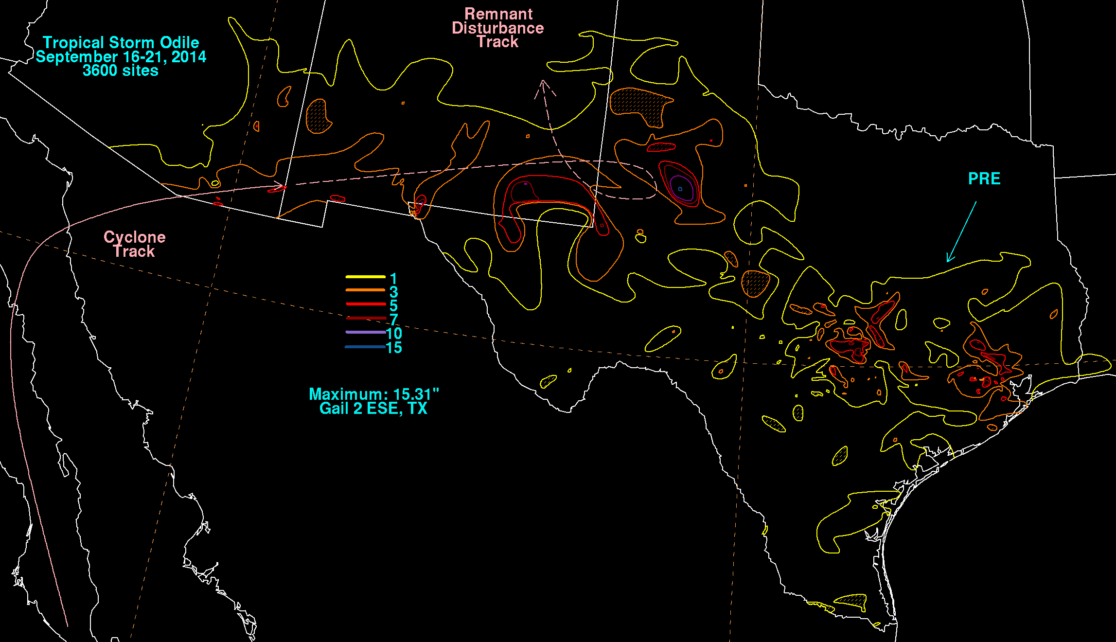Tropical Storm Odile (2014) Rainfall