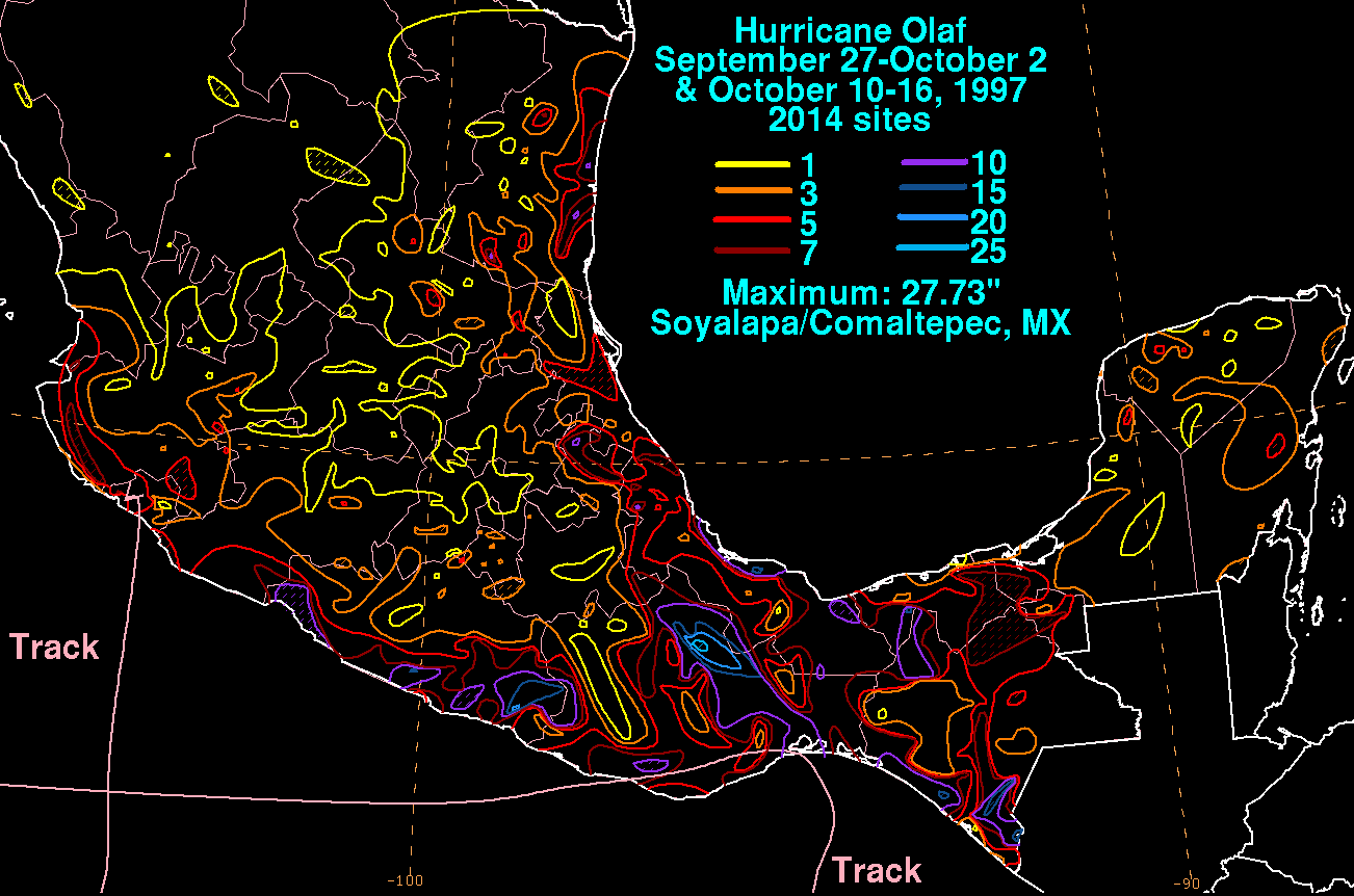 Olaf (1997) Storm Total Rainfall