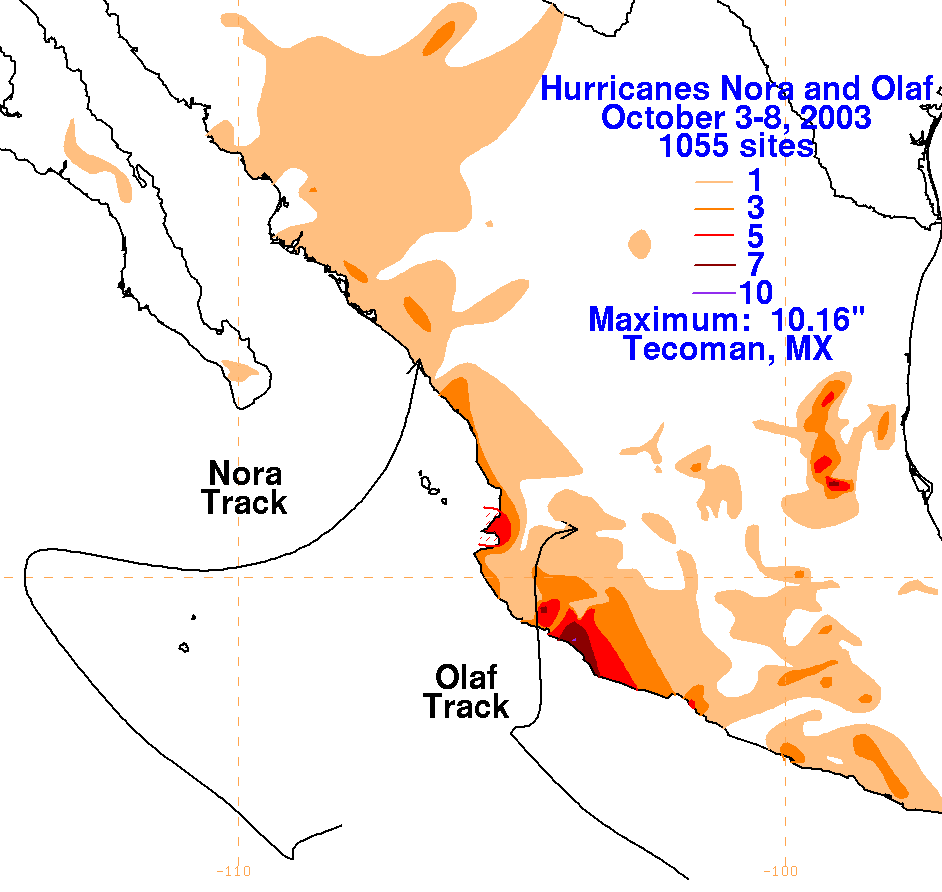 Nora/Olaf (2003) Storm Total Rainfall