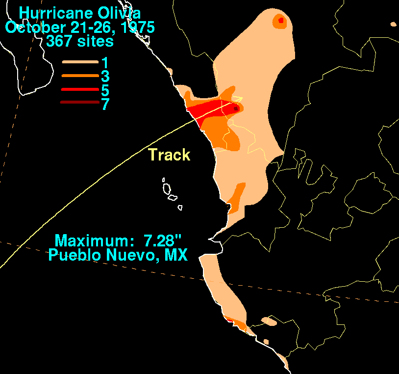 Olivia (1975) Rainfall