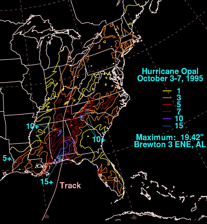 Hurricane Opal (1995) Storm Totals