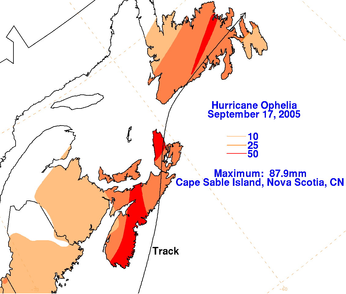 Hurricane Ophelia (2005) Rainfall