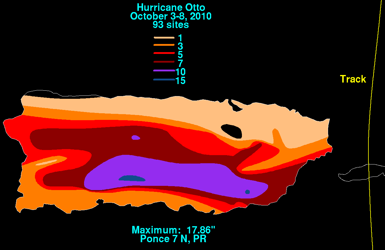 Otto (2010) Storm Total Rainfall