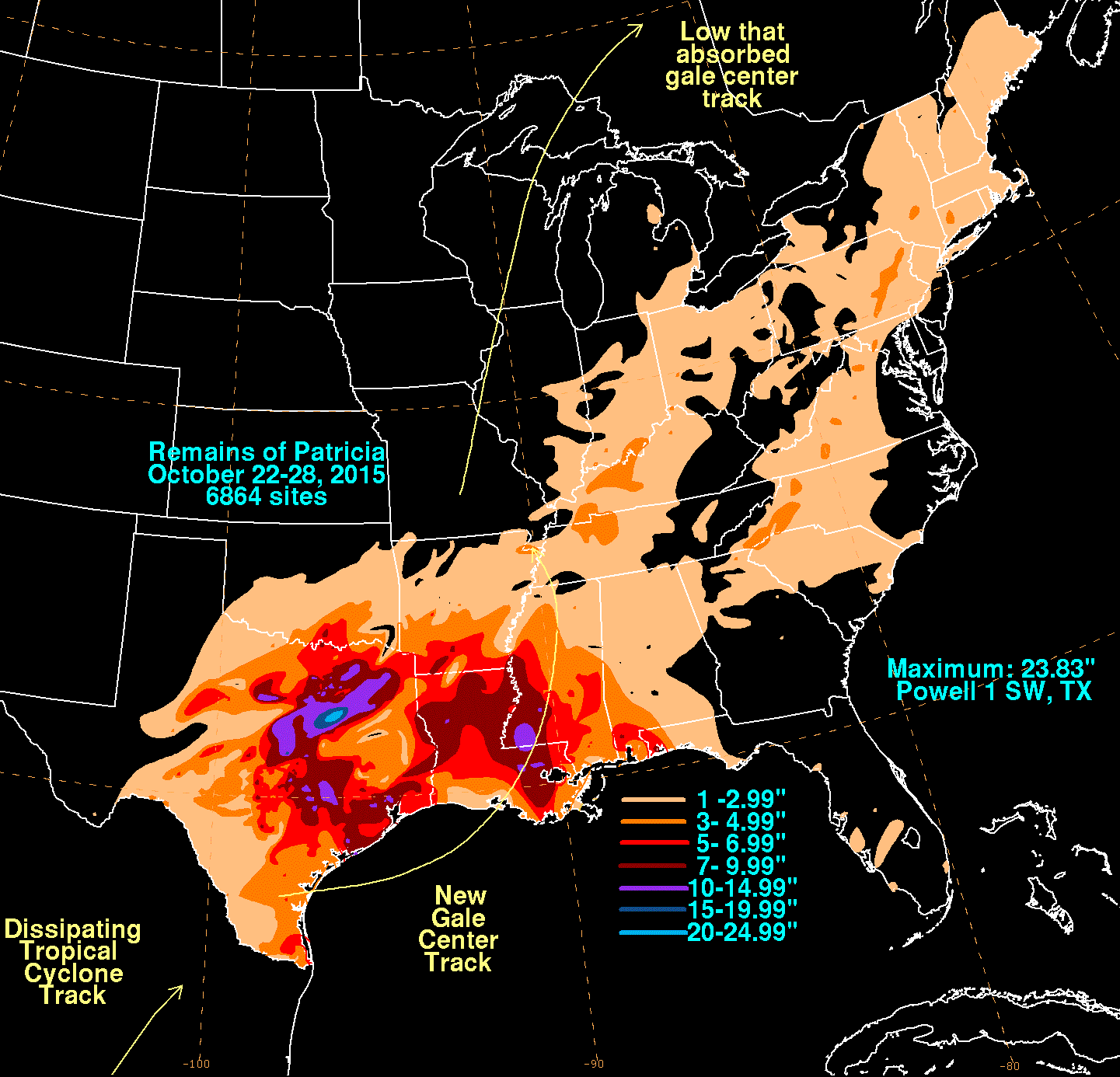 Remains of Patricia (2015) Rainfall