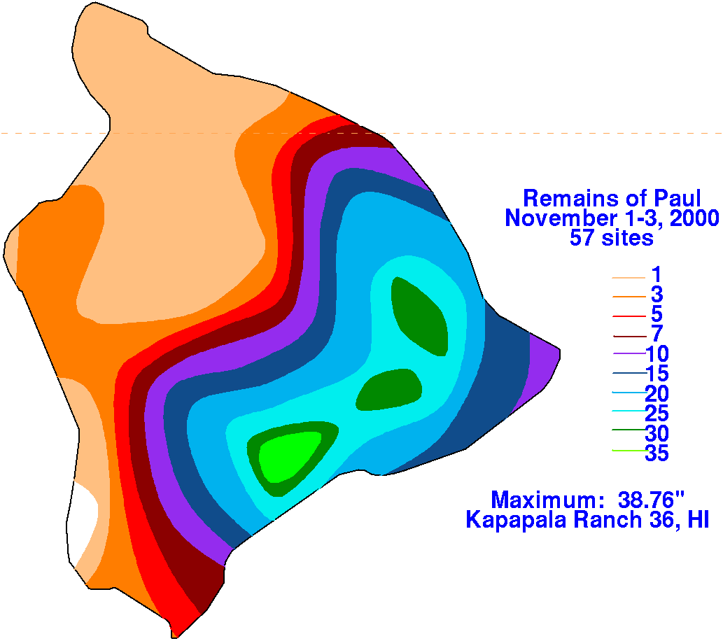 Remains of Paul (2000) Storm Total Rainfall