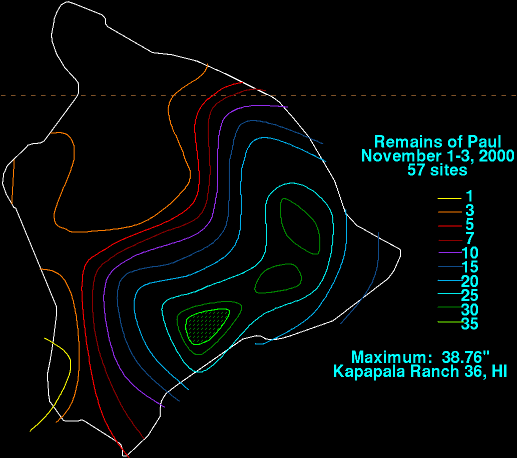 Remains of Paul (2000) Storm Total Rainfall