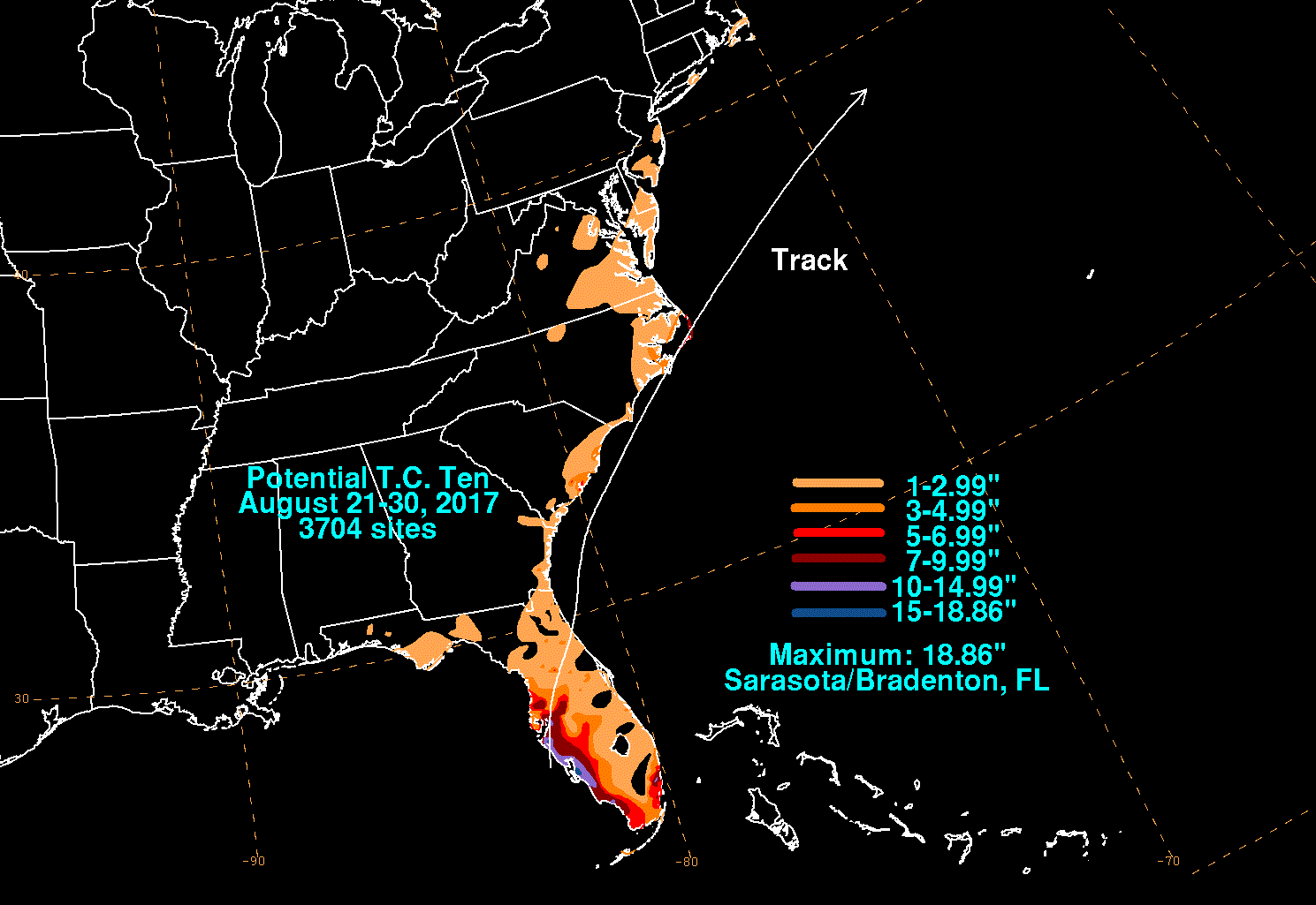 Potential Tropical Cyclone Ten (2017) Rainfall