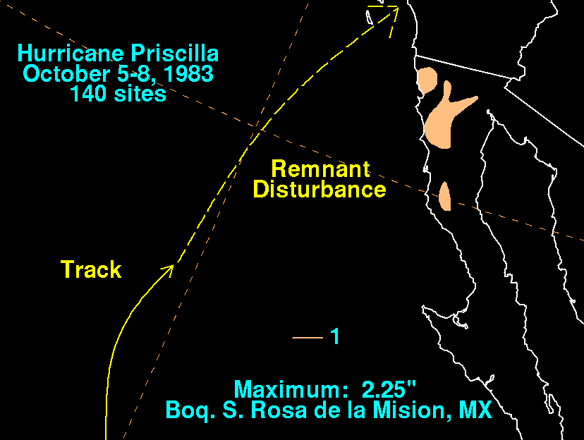 Priscilla (1983) Storm Total Rainfall