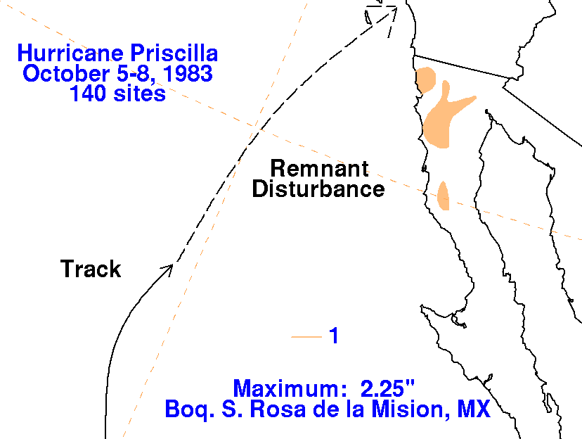 Priscilla (1983) Storm Total Rainfall