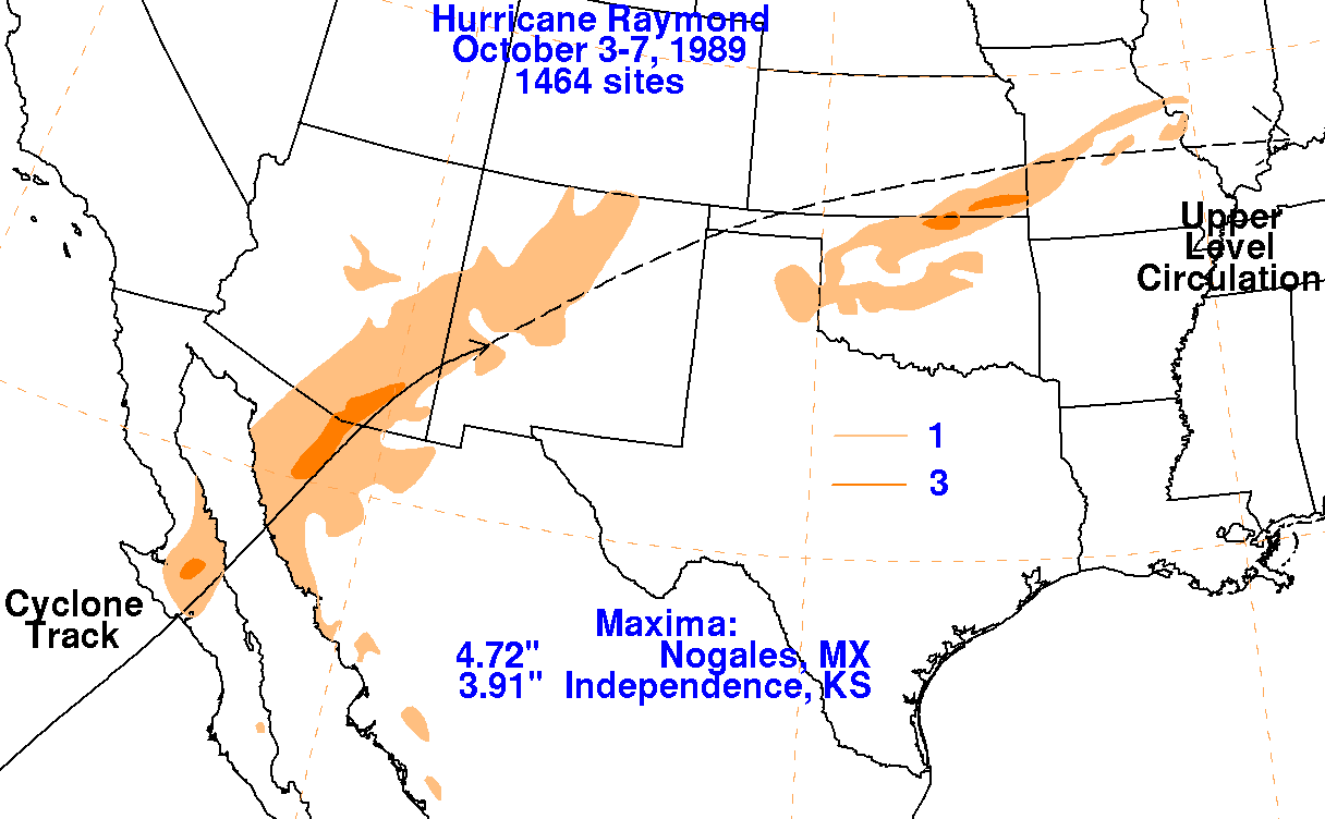 Raymond (1989) Storm Total Rainfall