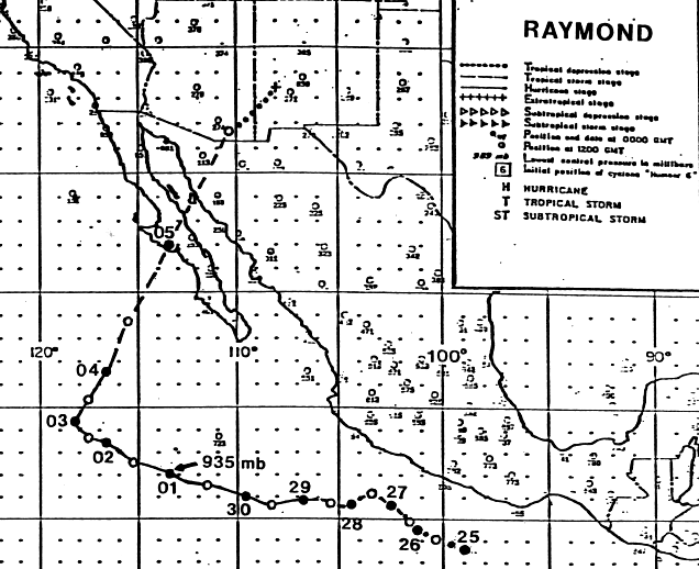 Hurricane Raymond (1989) Track