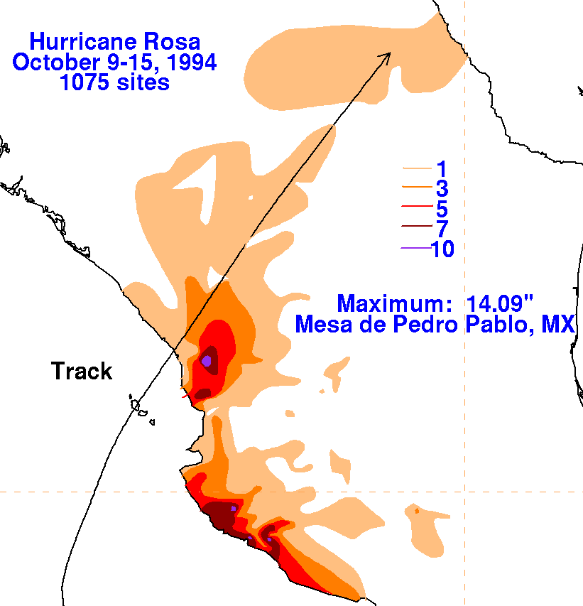 Rosa (1994) Storm Total Rainfall