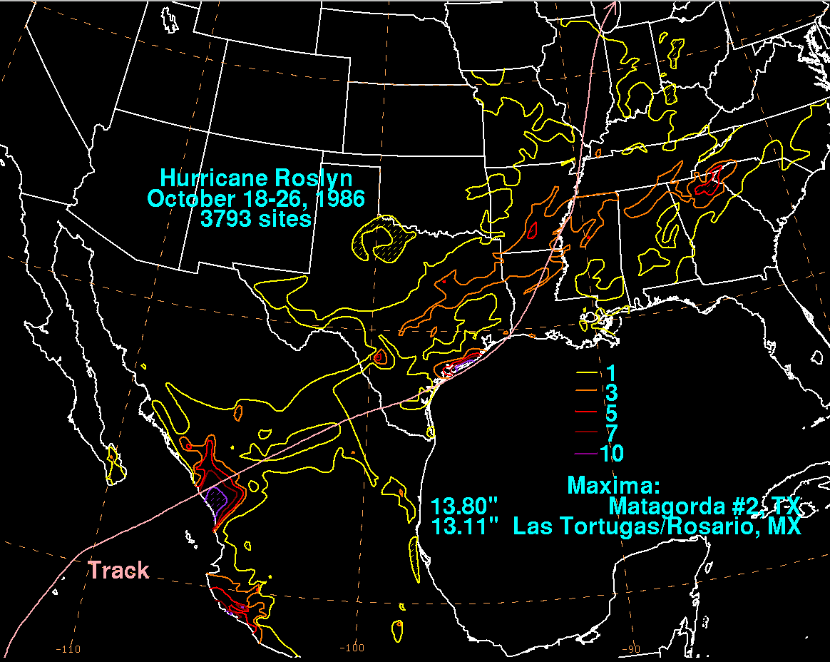 Roslyn (1986) Storm Total Rainfall