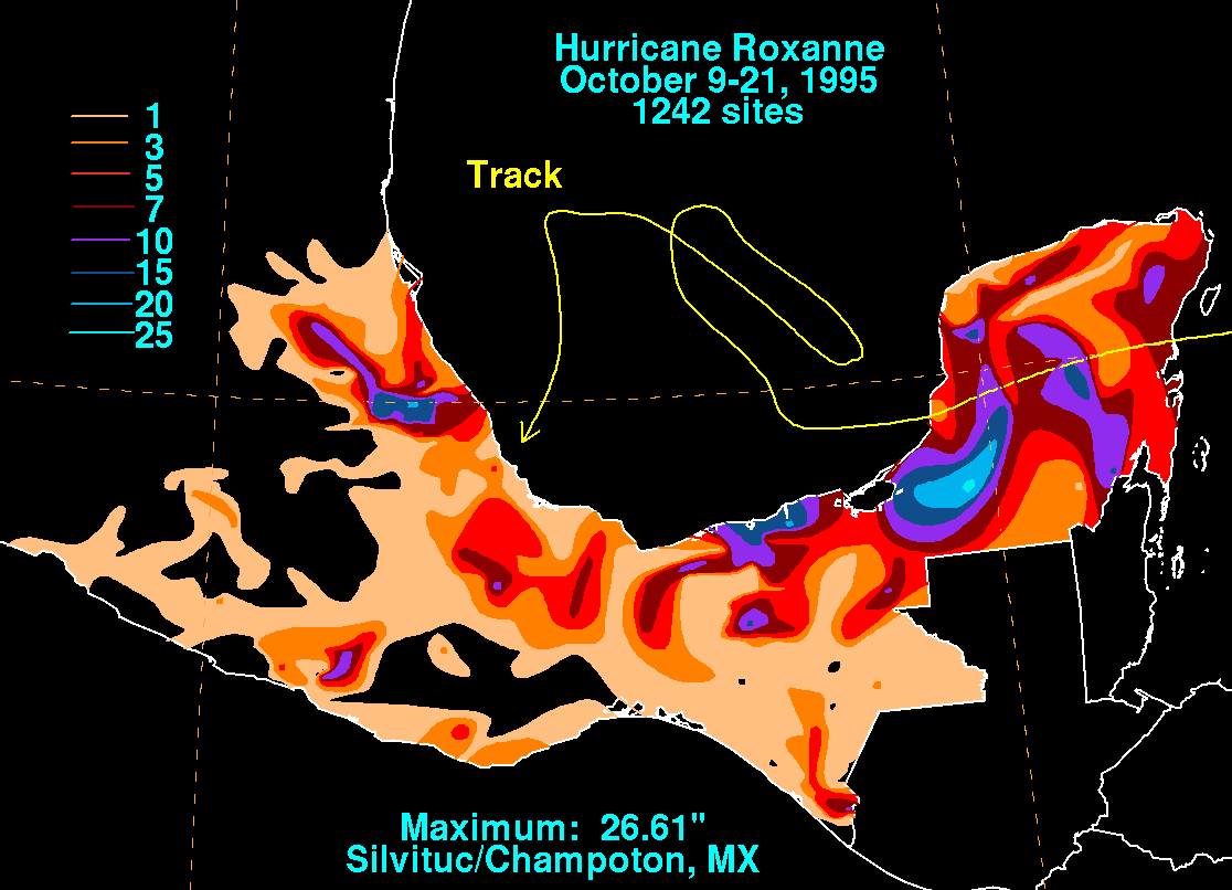 Roxanne (1995) Storm Total Rainfall