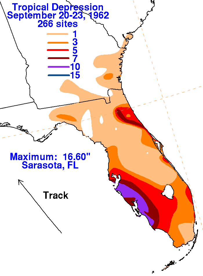 Tropical Depression (September 1962) Rainfall
