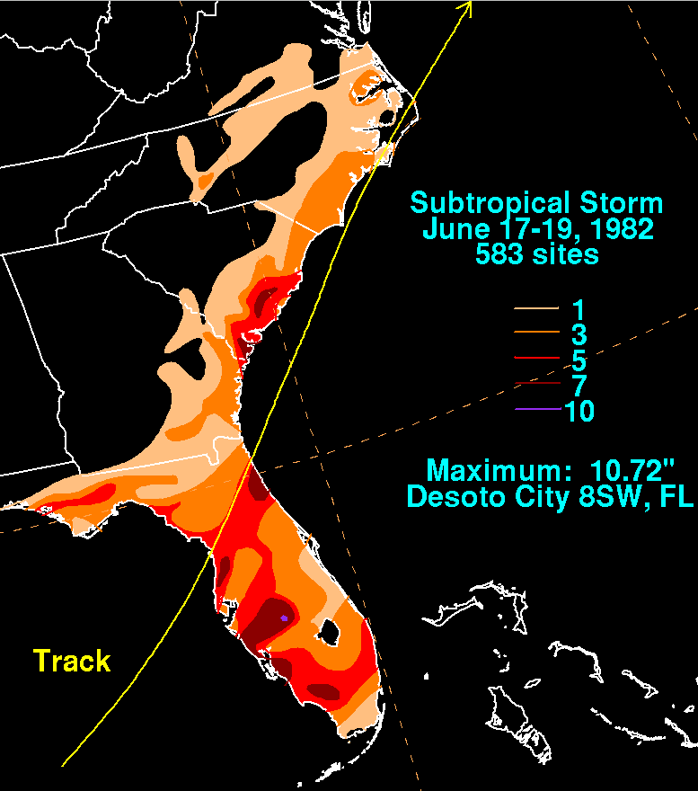 Subtropical Storm (1982) Rainfall