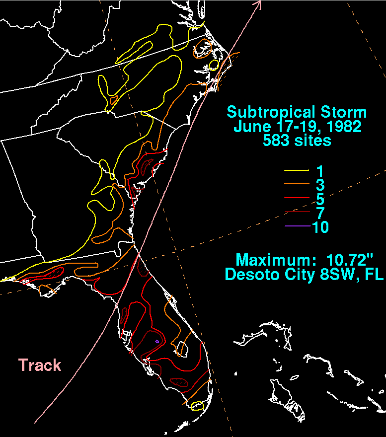 Subtropical Storm (1982) Rainfall