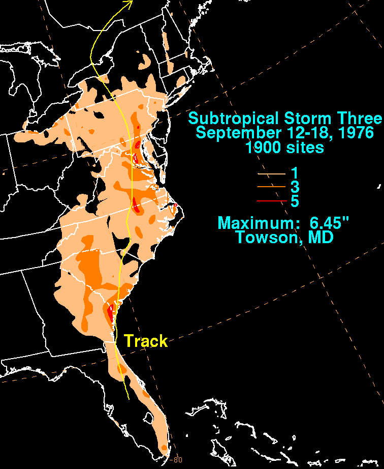 Subtropical Storm 3 (1976) Rainfall