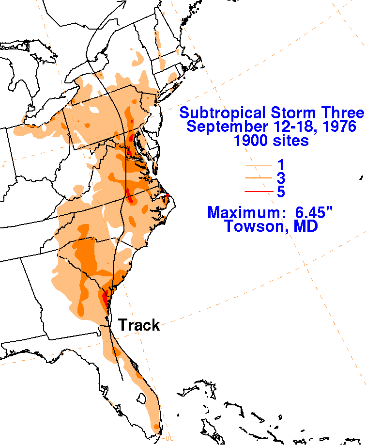 Subtropical Storm 3 (1976) Rainfall