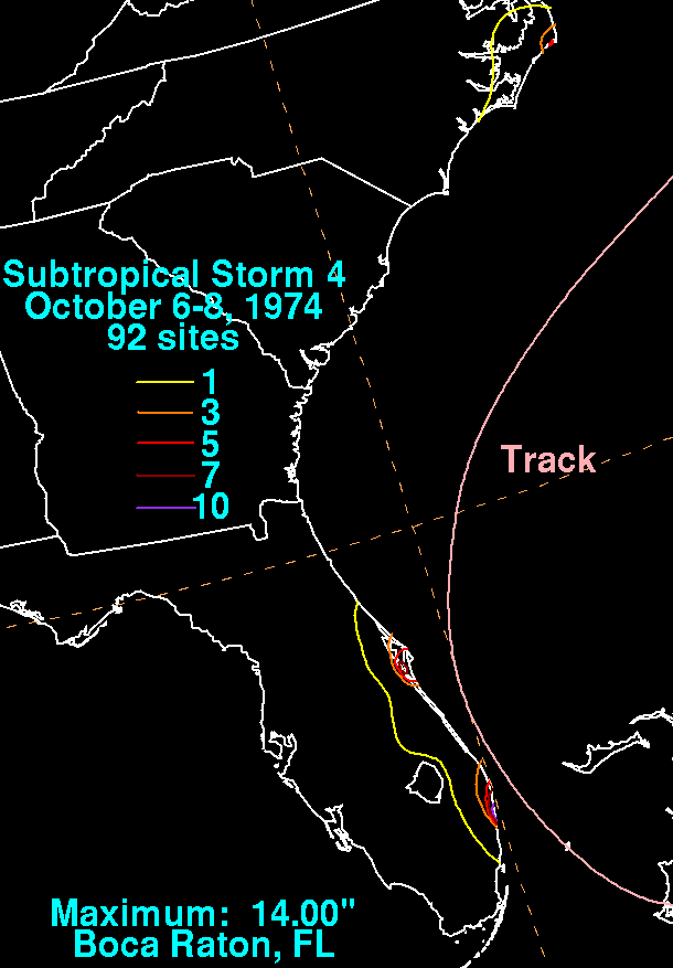 Subtropical Storm 4 (1974) Rainfall
