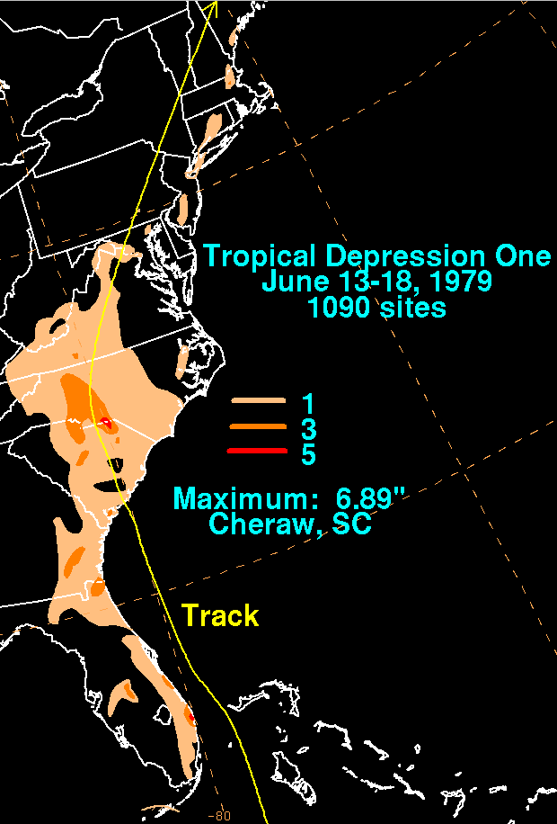 Tropical Depression One (1979) Rainfall