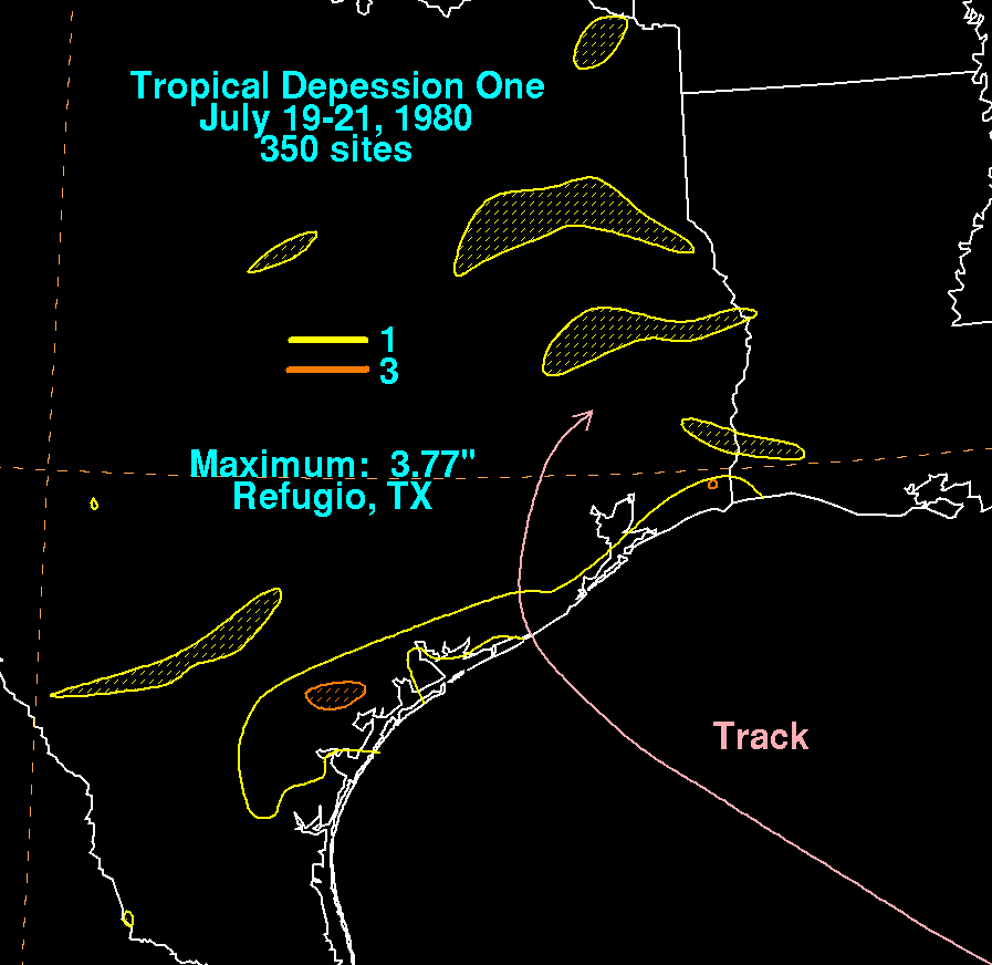 Tropical Depression One (1980) Rainfall