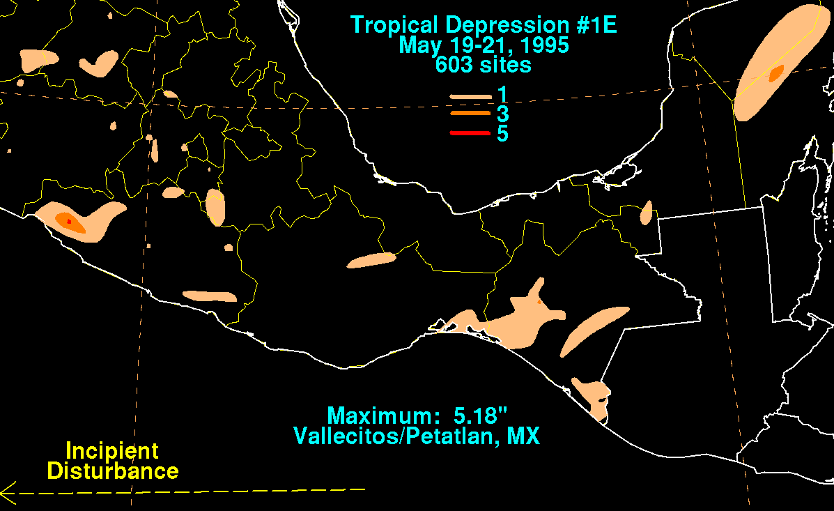 T.D. #1E (1995) Storm Total Rainfall