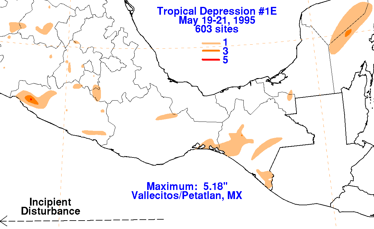 T. D. #1E (1995) Storm Total Rainfall