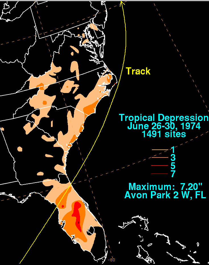 Tropical Depression #2 (1974) Rainfall