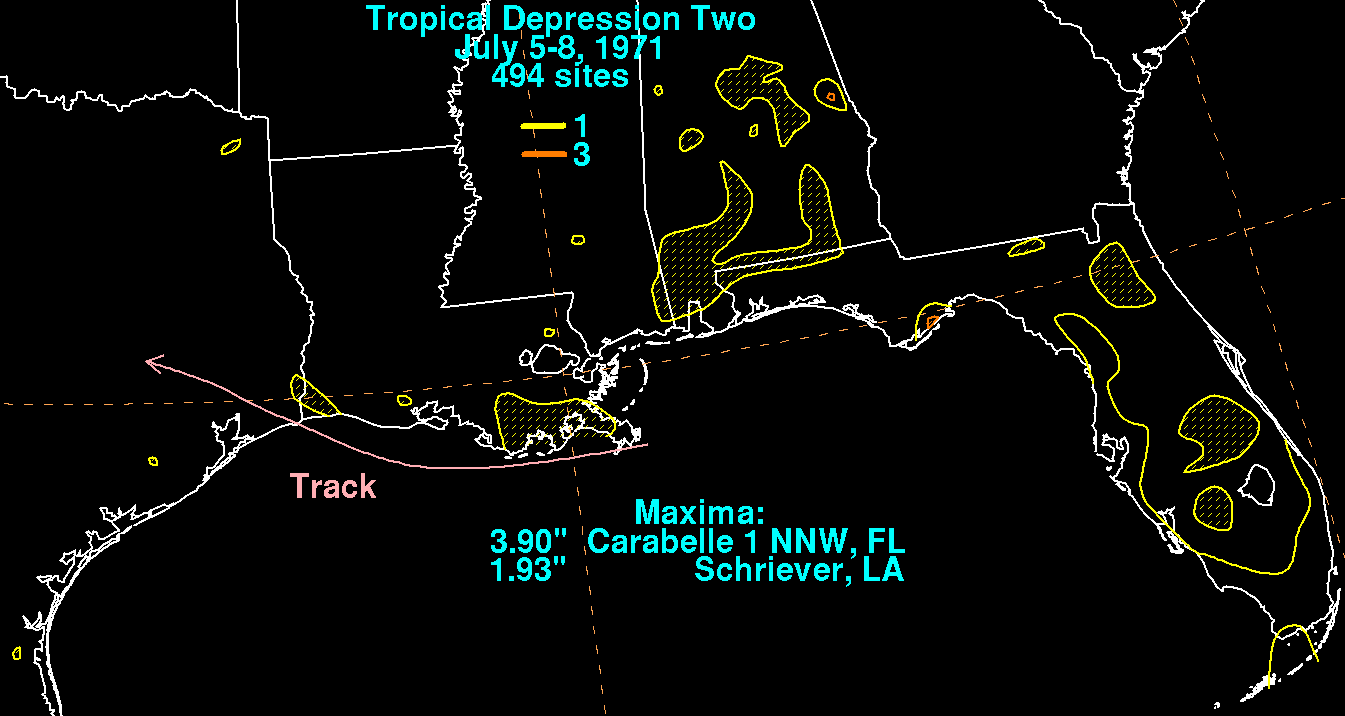 Tropical Depression Two (1971) Storm Total