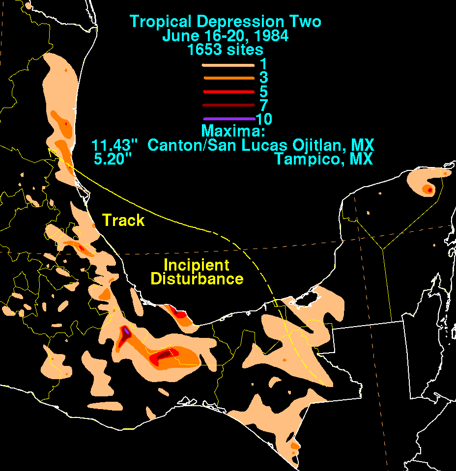 Tropical Depression Two (1984) Rainfall