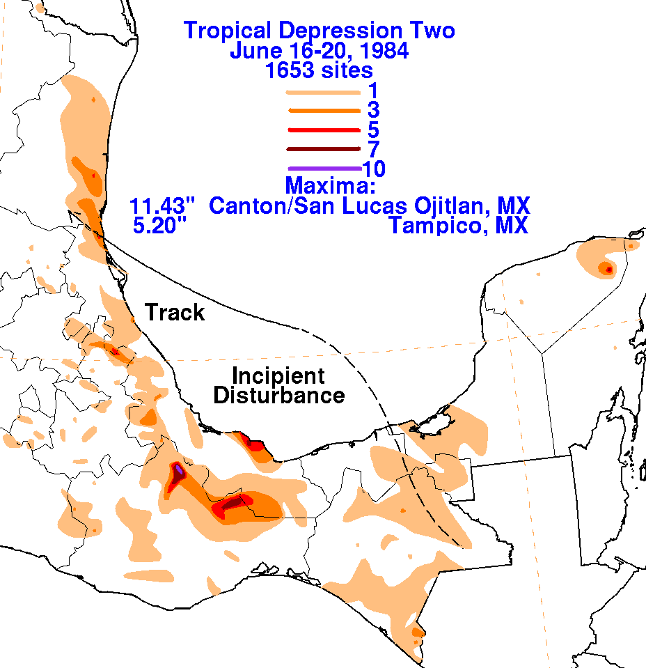 Tropical Depression Two (1984) Rainfall