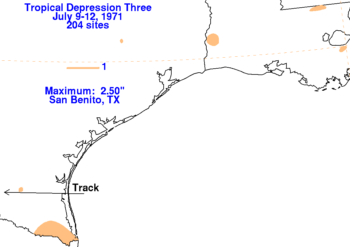Tropical Depression Three (1971) Storm Total