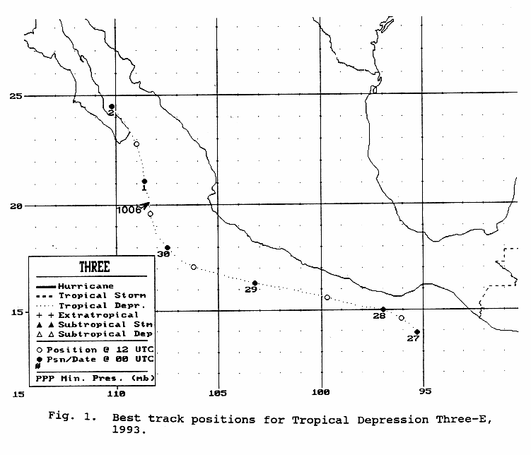 Tropical Depression 3 (1993) Track