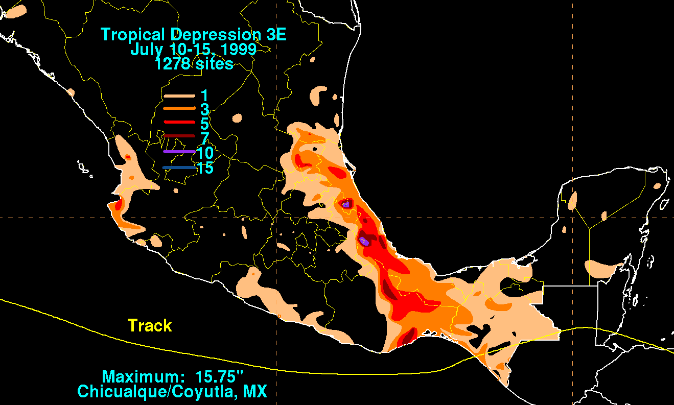 Tropical Depression 03E Storm Total Rainfall