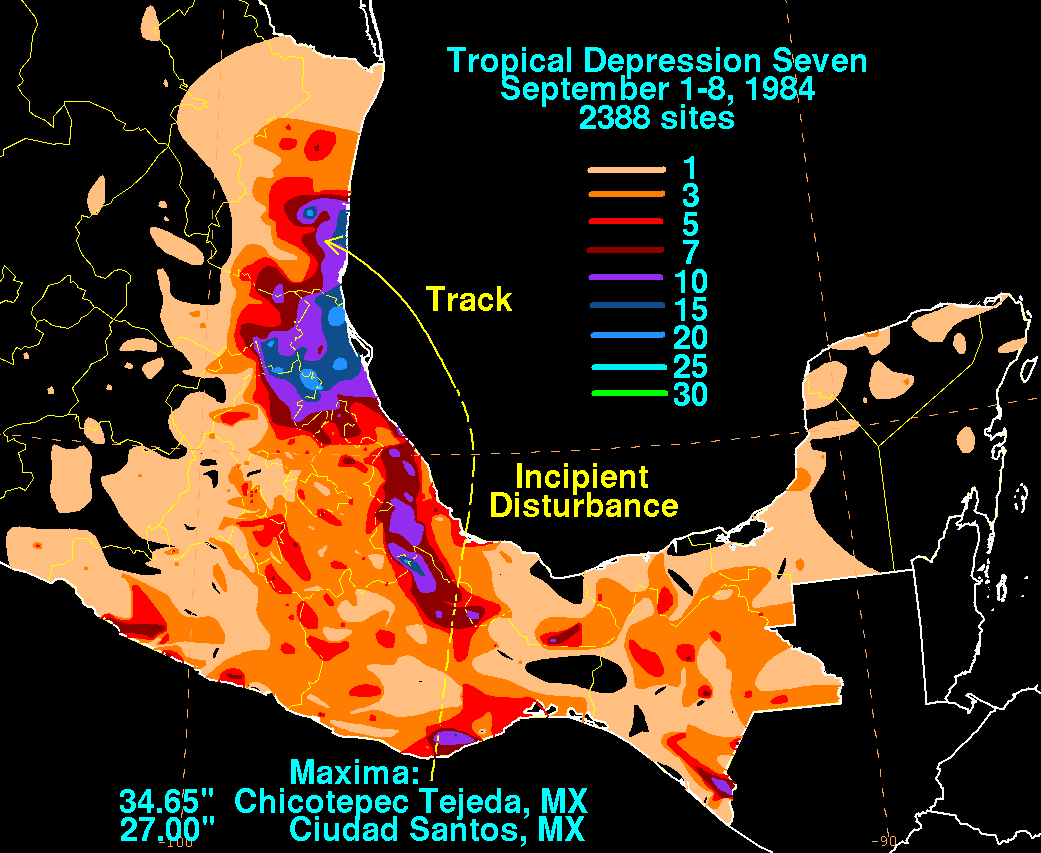 Tropical Depression Seven (1984) Rainfall