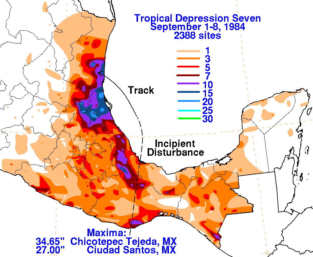Tropical Depression Seven (1984) Rainfall