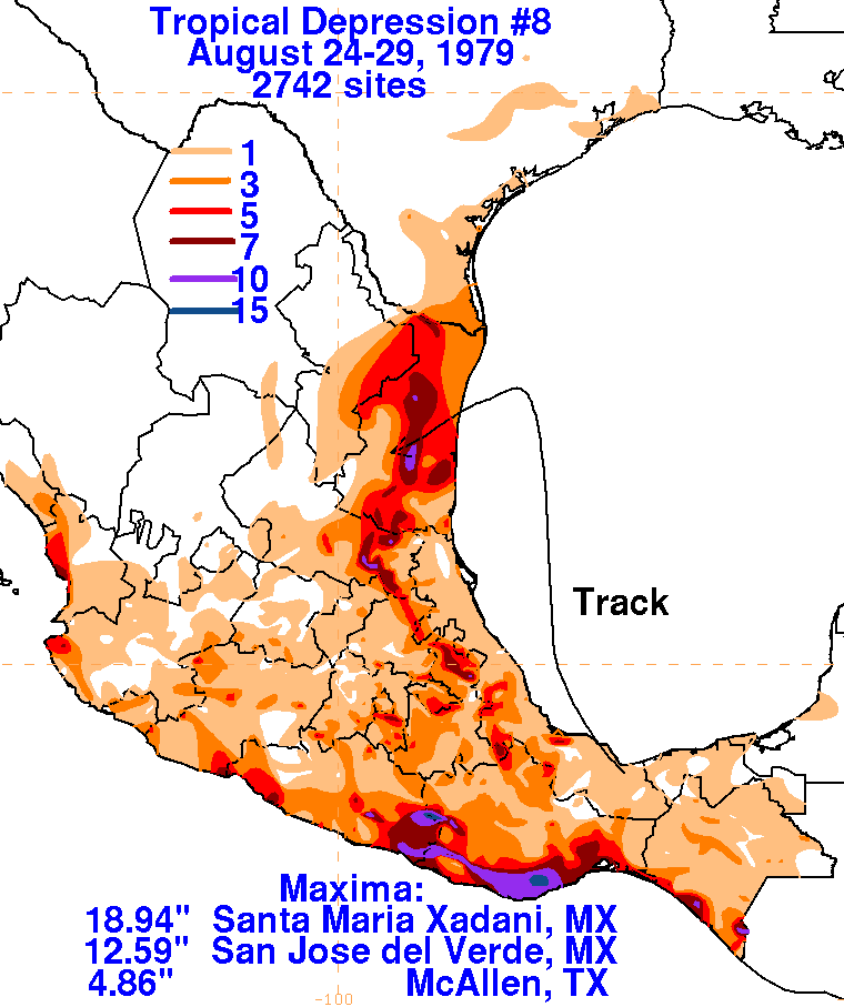 Tropical Depression Eight (1979) Rainfall
