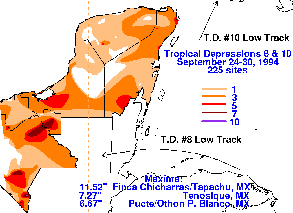 T.D. 8 and 10 (1994) Rainfall