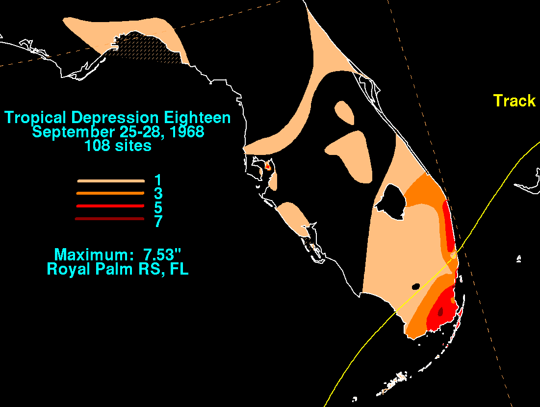 Tropical Depression Eighteen (1968) Rainfall