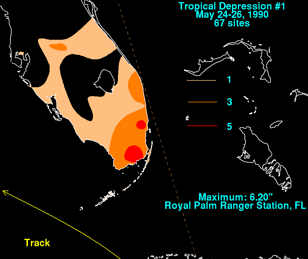 Tropical Depression 1 (1990) Rainfall