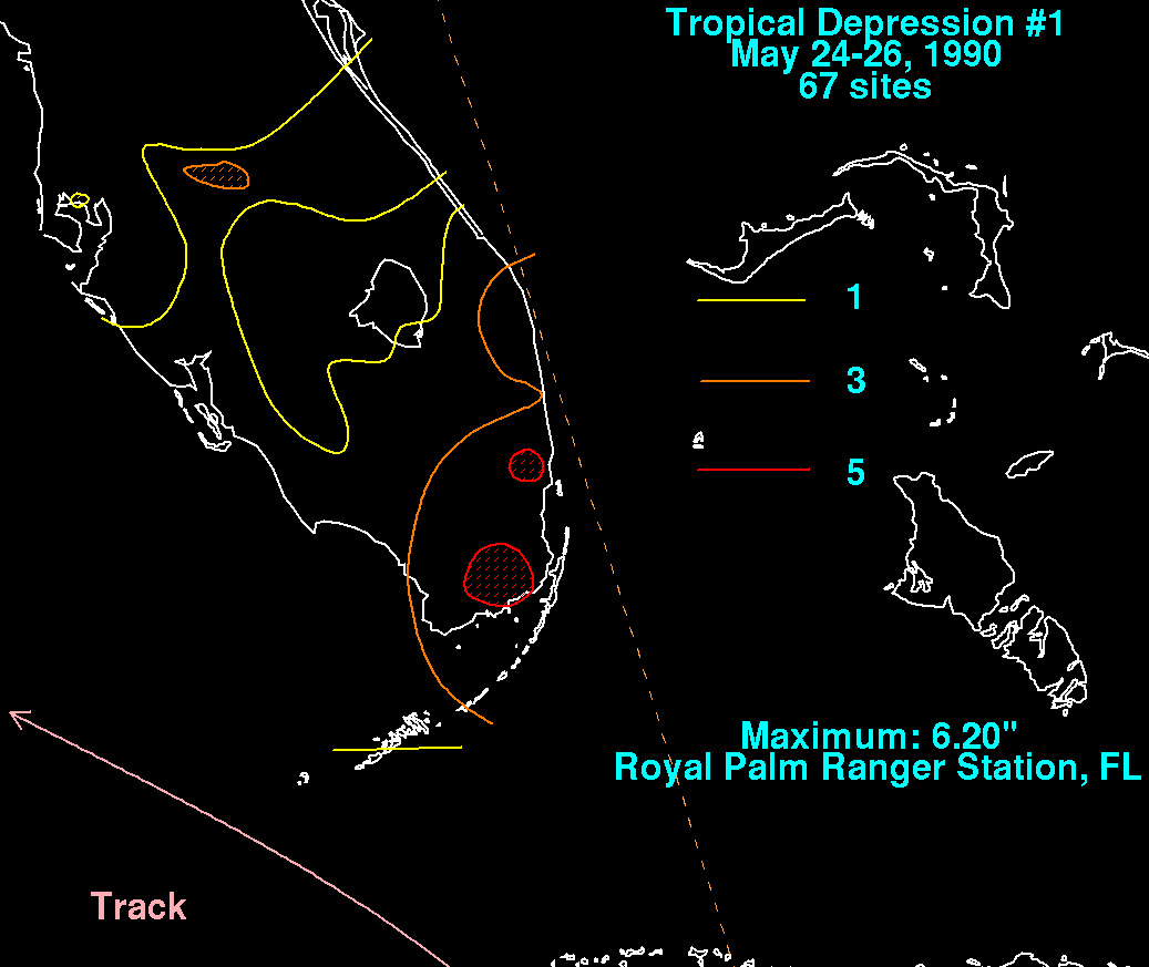 Tropical Depression 1 (1990) Rainfall