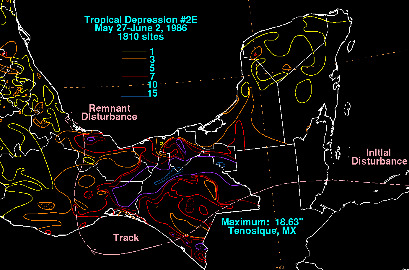 Tropical Depression 2E (1986) Rainfall