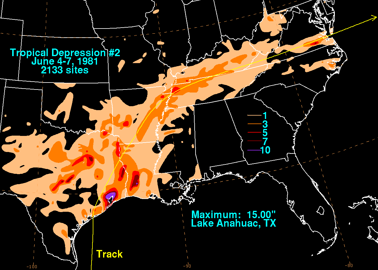 Tropical Depression Two (1981) Rainfall