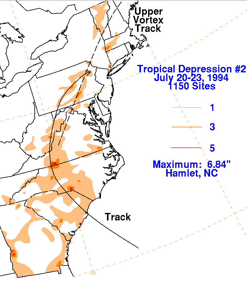 T.D. #2 of 1994 Rainfall