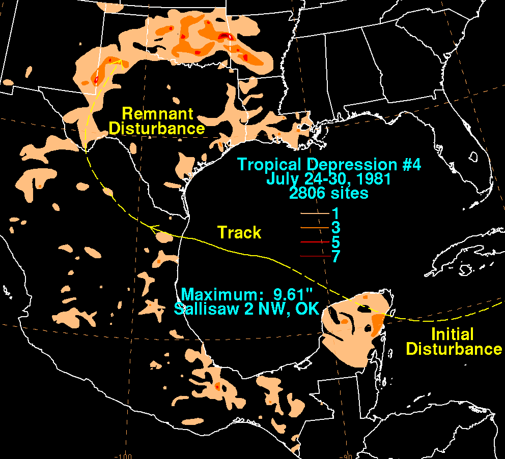 Tropical Depression Four (1981) Rainfall
