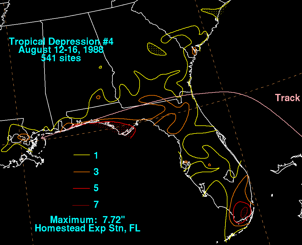 Tropical Depression Four (1988) Rainfall
